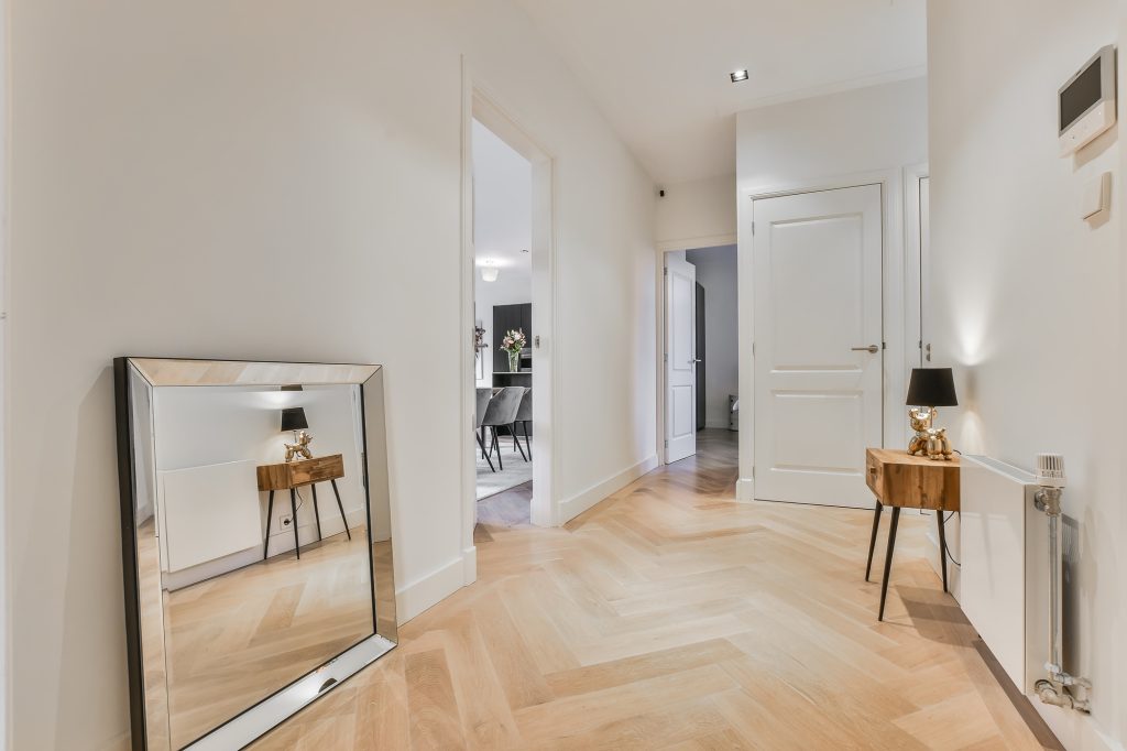 Interior design of corridor in modern apartment