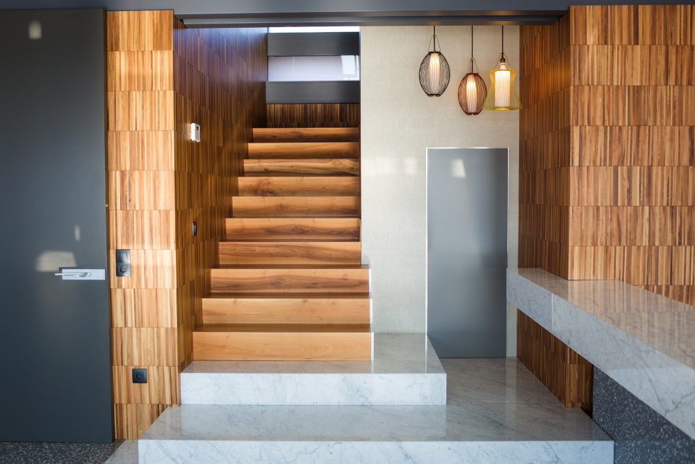 stylish modern interior design of half-timbered house