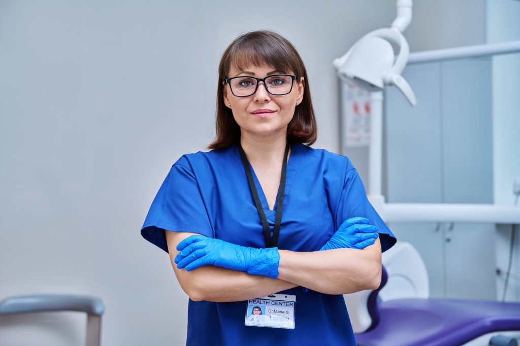 Portrait of a female doctor dentist in the office